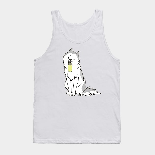 Husky holding yellow water bottle Tank Top by Wlaurence